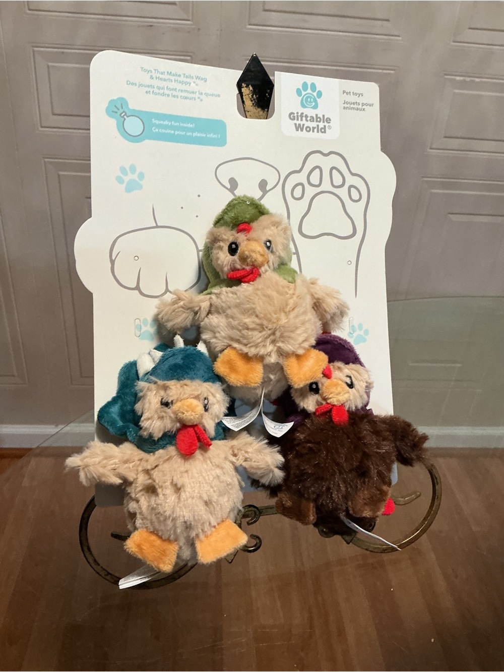 Beautiful Giftable World Chickens  Set Of 3 Stuffed Dog Toy With Squeaker 5.5